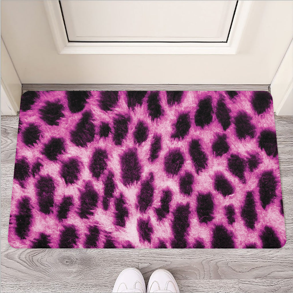 Hot Purple And Black Cheetah Print Rubber Doormat