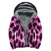 Hot Purple And Black Cheetah Print Sherpa Lined Zip Up Hoodie