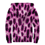 Hot Purple And Black Cheetah Print Sherpa Lined Zip Up Hoodie