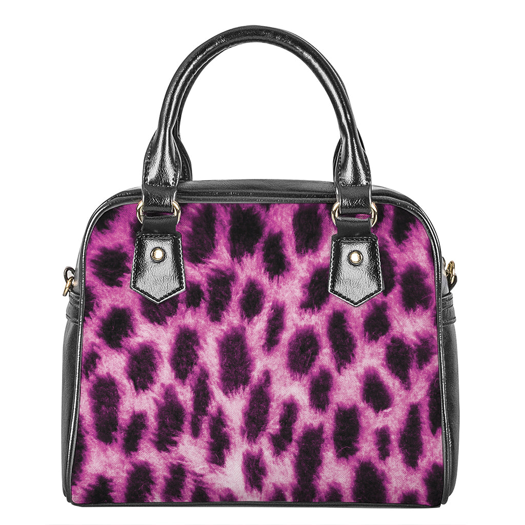 Hot Purple And Black Cheetah Print Shoulder Handbag