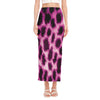 Hot Purple And Black Cheetah Print Side Slit Maxi Skirt