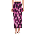 Hot Purple And Black Cheetah Print Side Slit Maxi Skirt