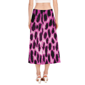 Hot Purple And Black Cheetah Print Side Slit Midi Skirt