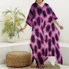 Hot Purple And Black Cheetah Print Silk V-Neck Kaftan Dress