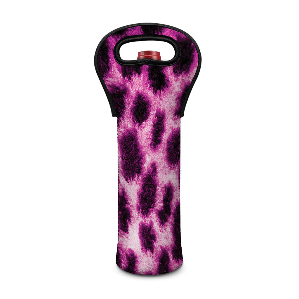 Hot Purple And Black Cheetah Print Single Neoprene Wine Tote