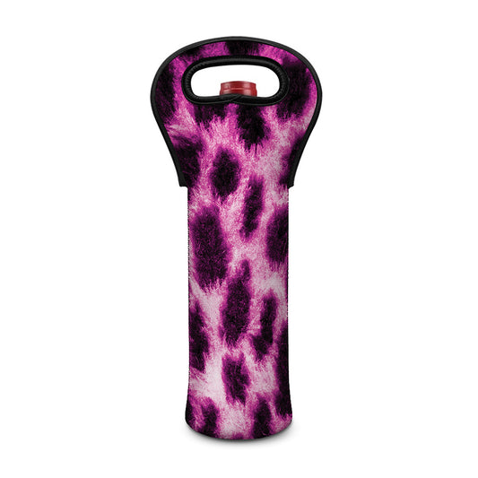 Hot Purple And Black Cheetah Print Single Neoprene Wine Tote