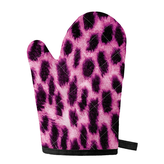 Hot Purple And Black Cheetah Print Single Oven Mitt