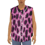 Hot Purple And Black Cheetah Print Sleeveless Baseball Jersey