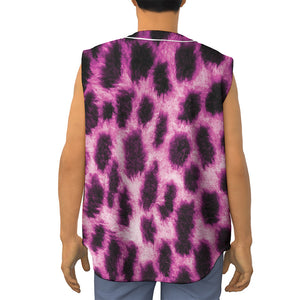 Hot Purple And Black Cheetah Print Sleeveless Baseball Jersey