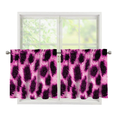 Hot Purple And Black Cheetah Print Tier Curtains
