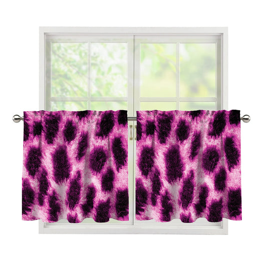 Hot Purple And Black Cheetah Print Tier Curtains