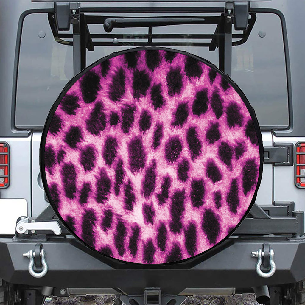 Hot Purple And Black Cheetah Print Tire Cover