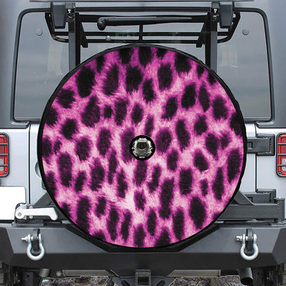 Hot Purple And Black Cheetah Print Tire Cover With Camera Hole