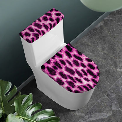 Hot Purple And Black Cheetah Print Toilet Lid And Tank Cover Set