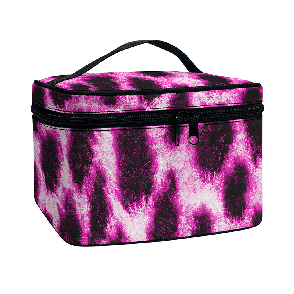 Hot Purple And Black Cheetah Print Travel Makeup Bag