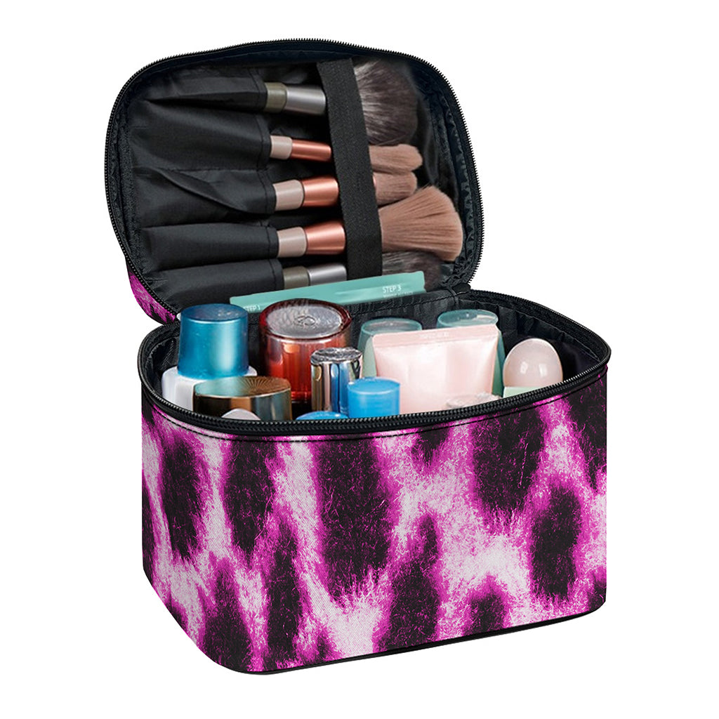 Hot Purple And Black Cheetah Print Travel Makeup Bag