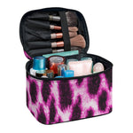 Hot Purple And Black Cheetah Print Travel Makeup Bag