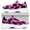 Hot Purple And Black Cheetah Print White Chunky Shoes