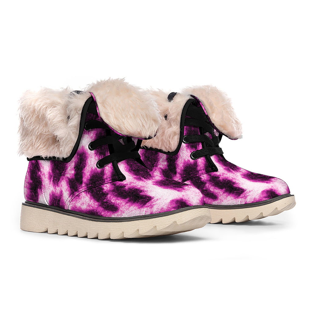 Hot Purple And Black Cheetah Print Winter Boots