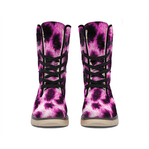 Hot Purple And Black Cheetah Print Winter Boots