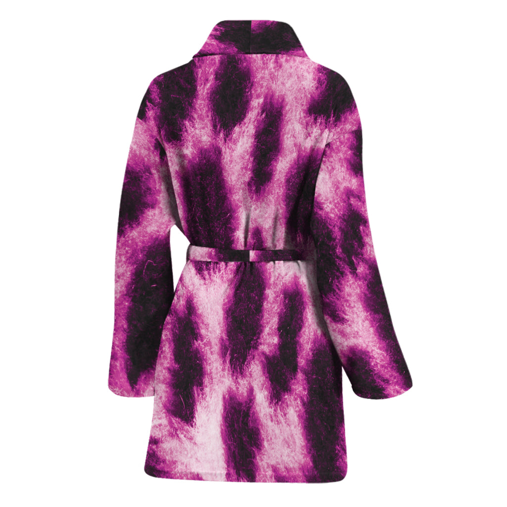 Hot Purple And Black Cheetah Print Women's Bathrobe