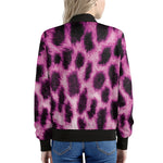 Hot Purple And Black Cheetah Print Women's Bomber Jacket