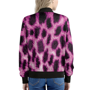 Hot Purple And Black Cheetah Print Women's Bomber Jacket