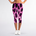 Hot Purple And Black Cheetah Print Women's Capri Leggings