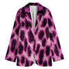 Hot Purple And Black Cheetah Print Women's Cotton Blazer