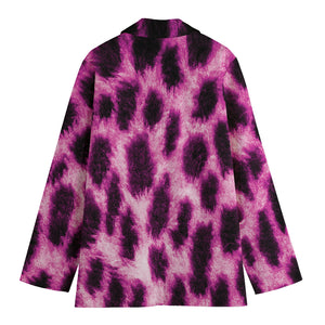 Hot Purple And Black Cheetah Print Women's Cotton Blazer