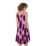 Hot Purple And Black Cheetah Print Women's Sleeveless Dress