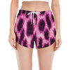 Hot Purple And Black Cheetah Print Women's Split Running Shorts