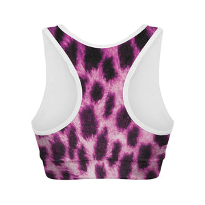 Hot Purple And Black Cheetah Print Women's Sports Bra