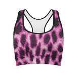 Hot Purple And Black Cheetah Print Women's Sports Bra