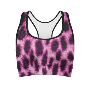 Hot Purple And Black Cheetah Print Women's Sports Bra