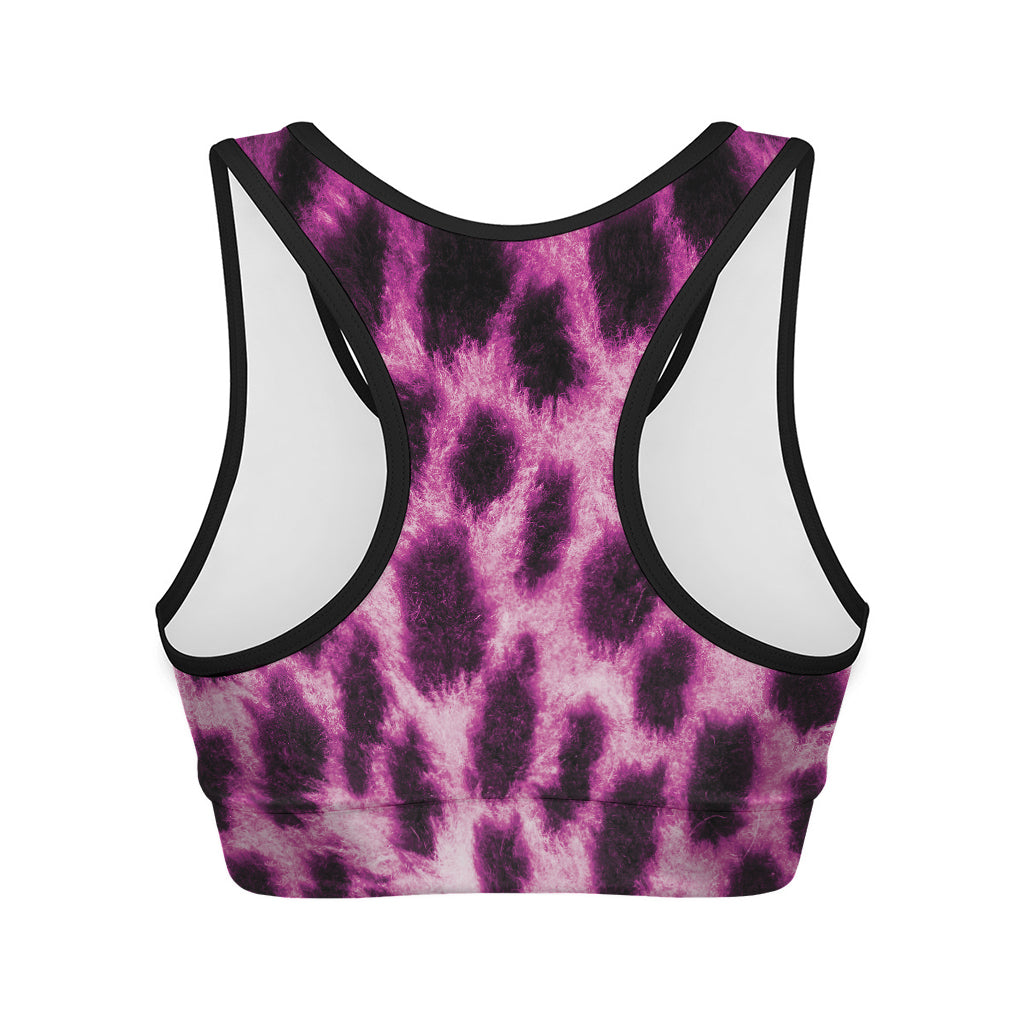 Hot Purple And Black Cheetah Print Women's Sports Bra