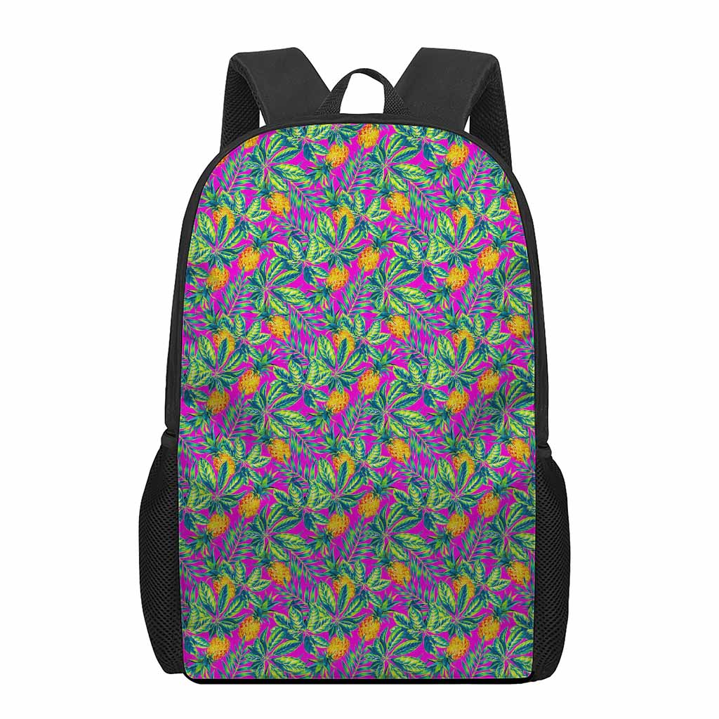 Hot Purple Pineapple Pattern Print 17 Inch Backpack