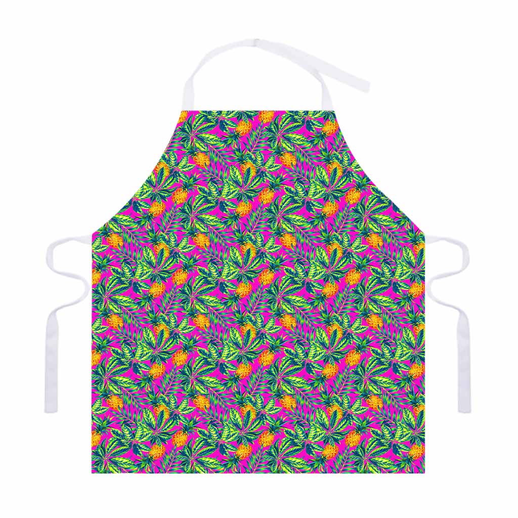 Hot Purple Pineapple Pattern Print Adjustable Apron