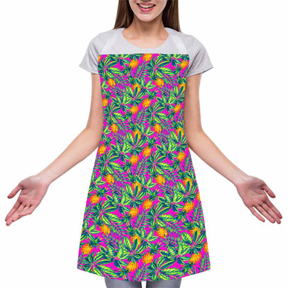 Hot Purple Pineapple Pattern Print Adjustable Apron