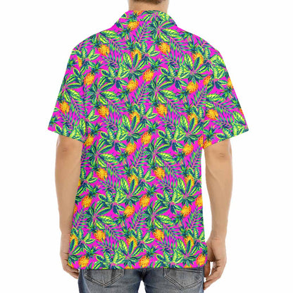 Hot Purple Pineapple Pattern Print Aloha Shirt