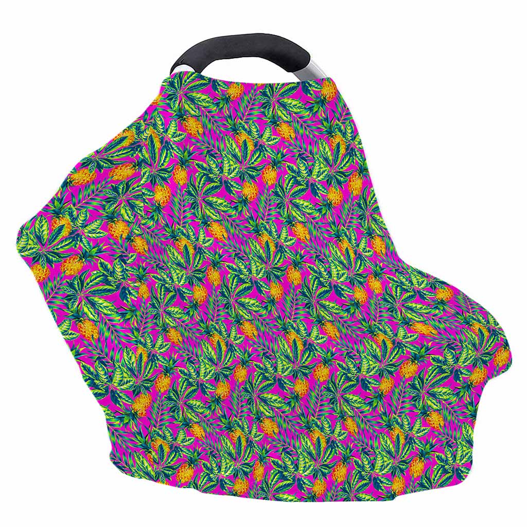 Hot Purple Pineapple Pattern Print Baby Seat Cover