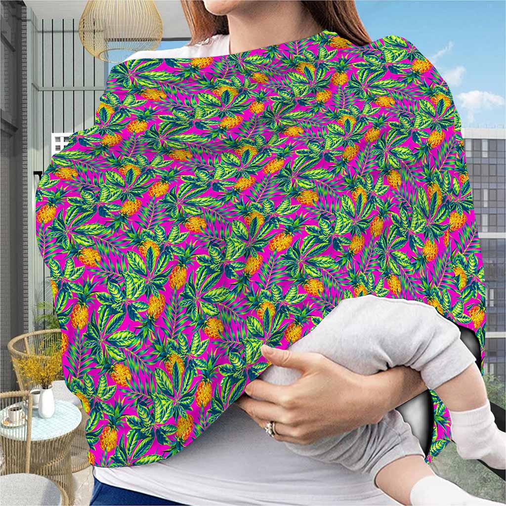 Hot Purple Pineapple Pattern Print Baby Seat Cover
