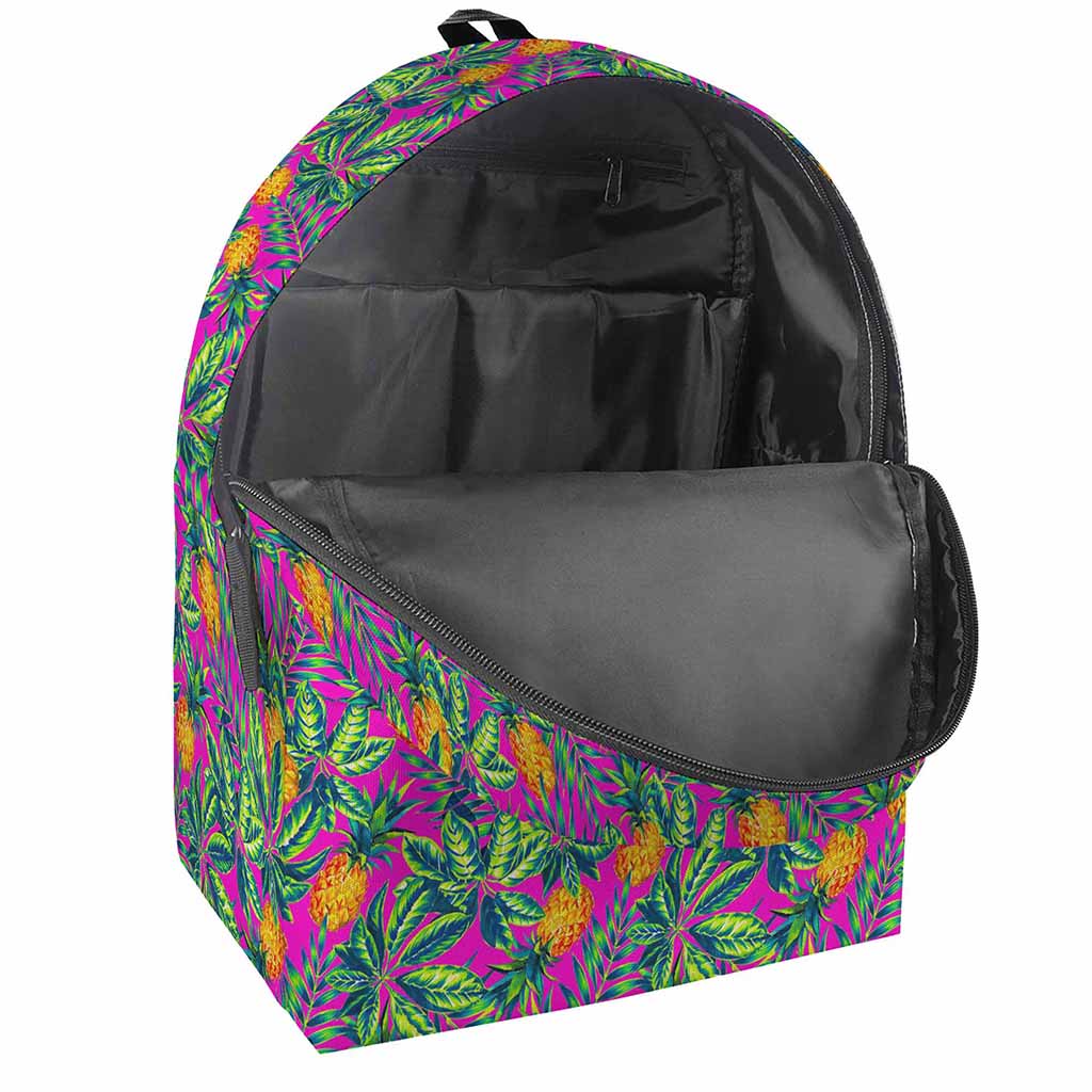 Hot Purple Pineapple Pattern Print Backpack