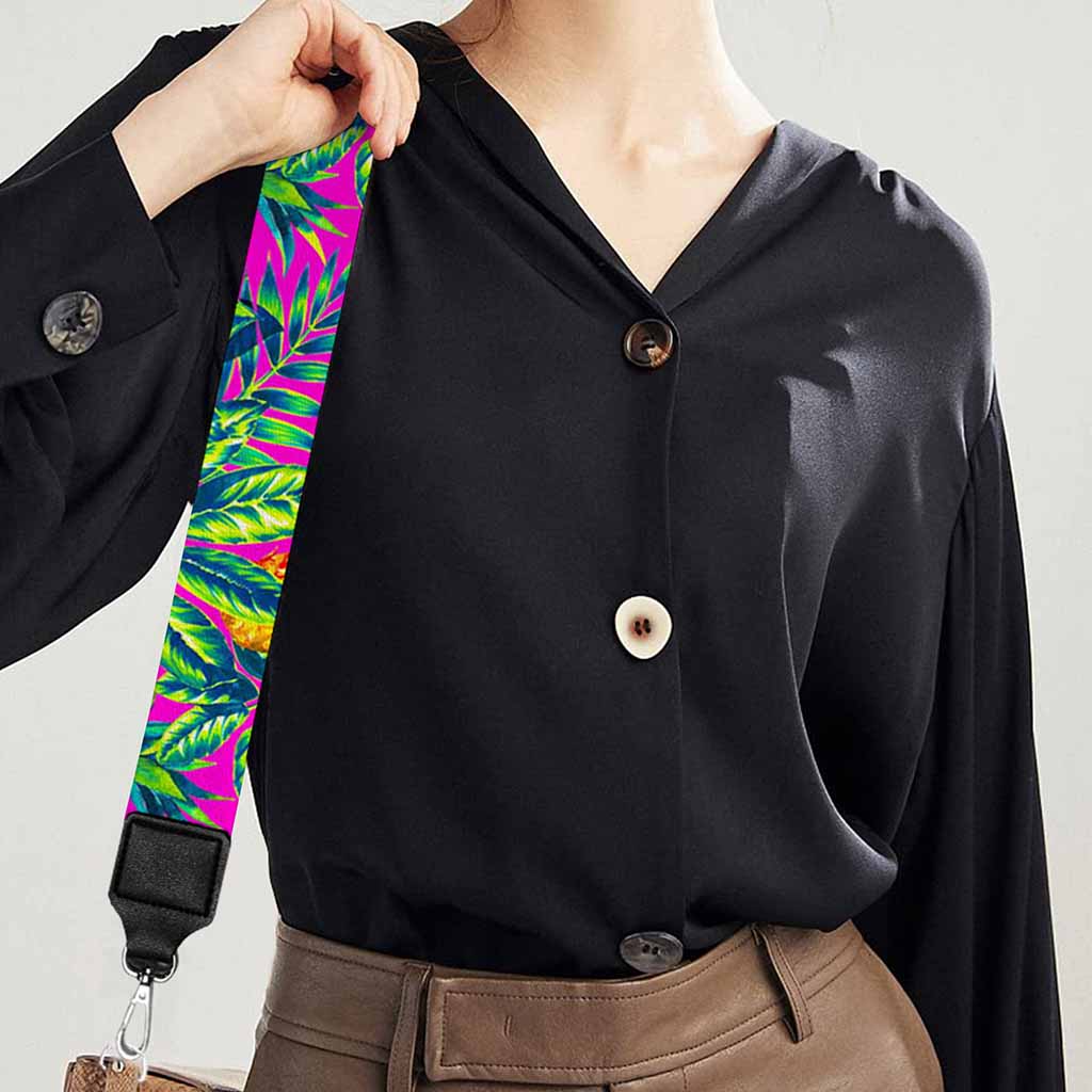 Hot Purple Pineapple Pattern Print Bag Strap