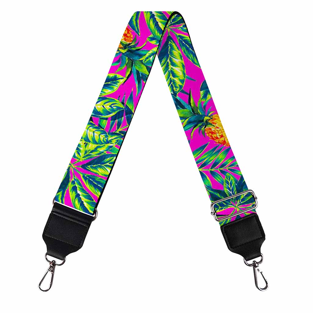 Hot Purple Pineapple Pattern Print Bag Strap