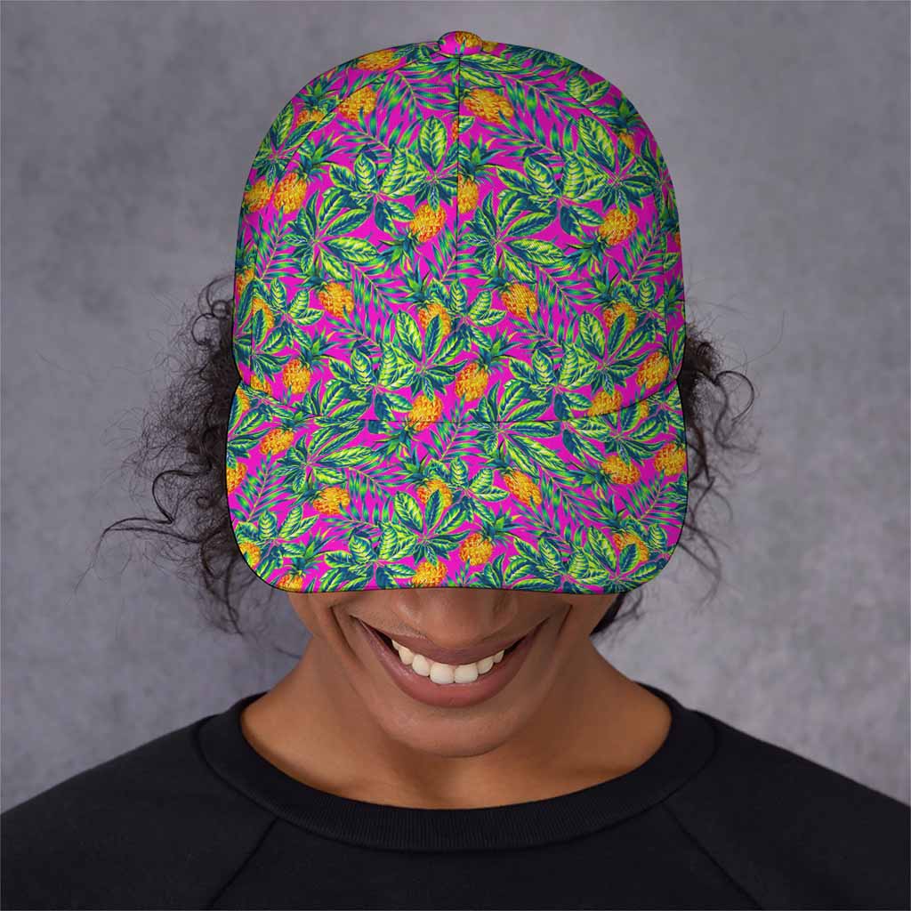 Hot Purple Pineapple Pattern Print Baseball Cap