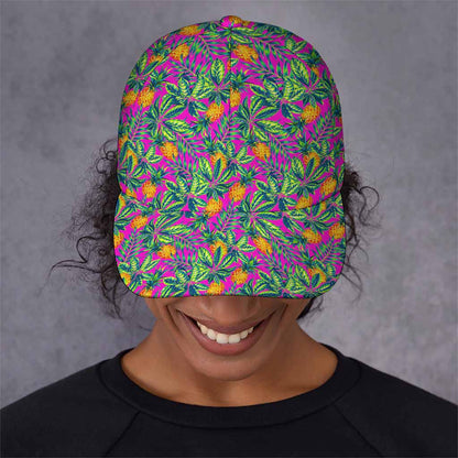 Hot Purple Pineapple Pattern Print Baseball Cap