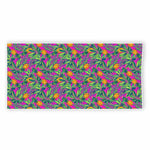 Hot Purple Pineapple Pattern Print Beach Towel