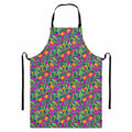 Hot Purple Pineapple Pattern Print Bib Apron With Pocket
