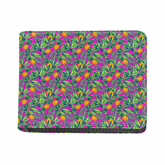 Hot Purple Pineapple Pattern Print Bifold Wallet